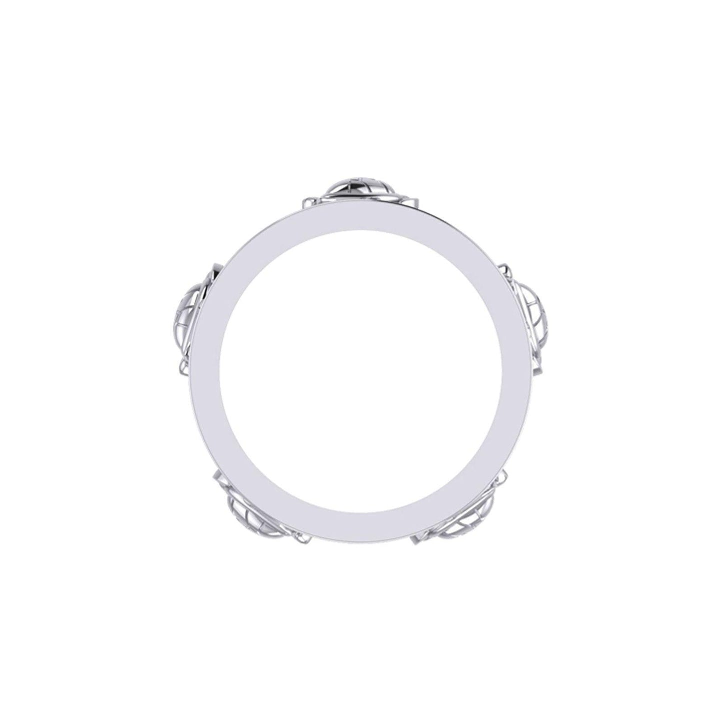 Sea Turtle and Blue Enamel Wave Silver Spinner Ring TRI2447