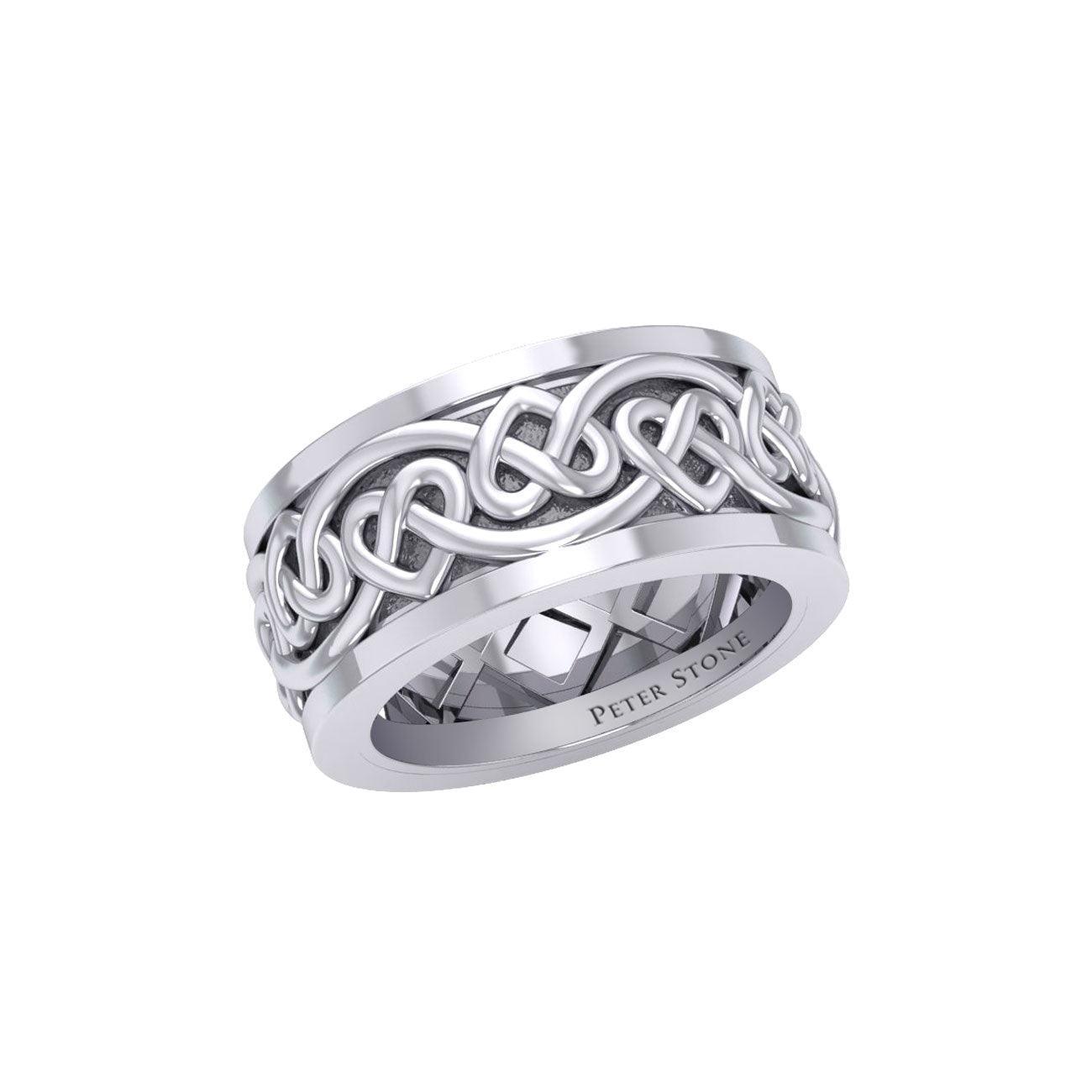 Celtic Heart Silver Spinner Ring TRI2454 - peterstone.dropshipping