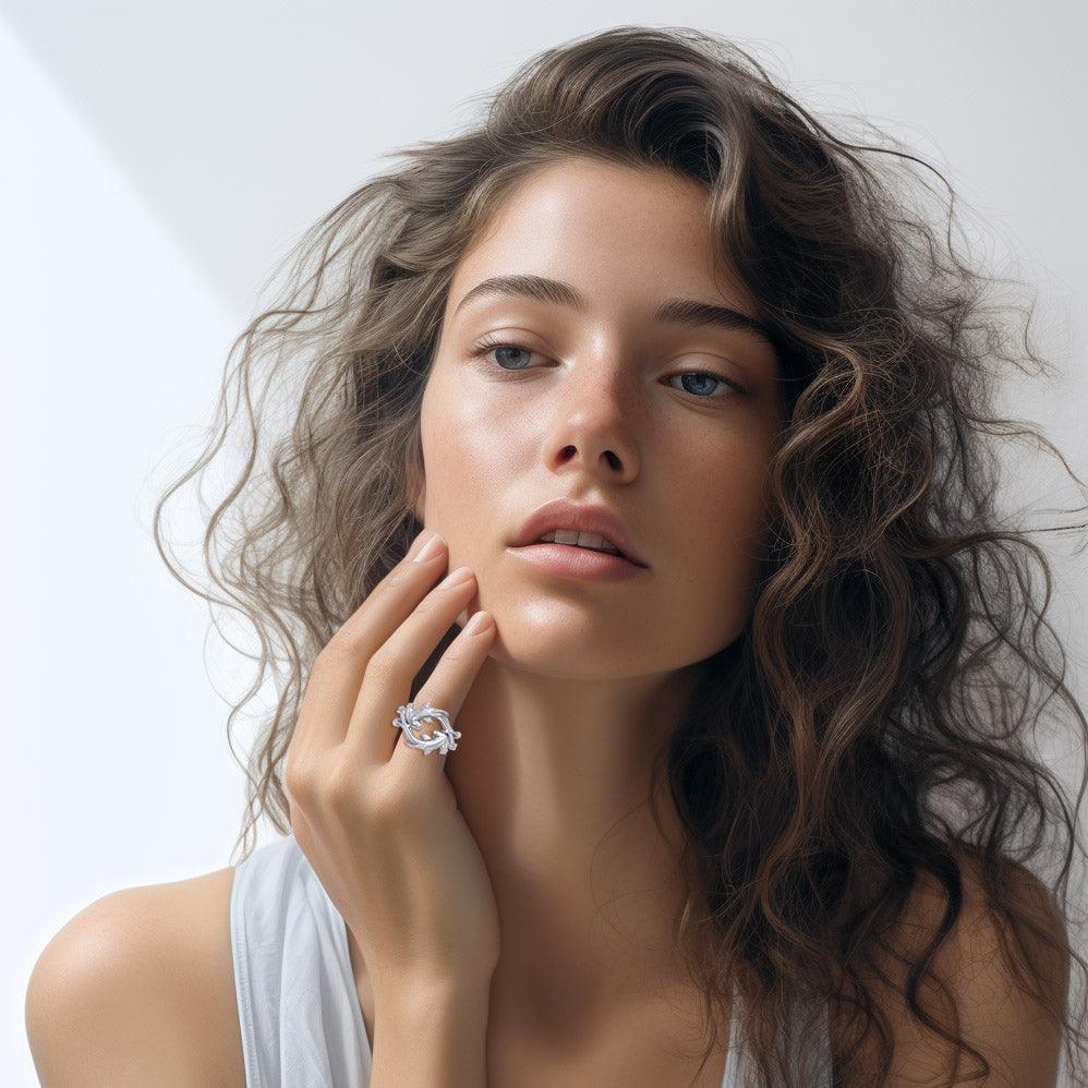 Enigma Fusion Sterling Silver Double-Hammer Headed Shark Puzzle Ring by Peter Stone TRI2470 - peterstone.dropshipping