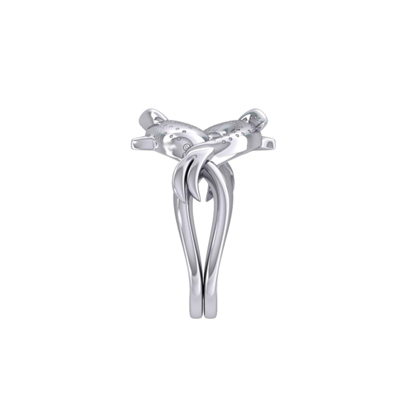 Marine Harmony Sterling Silver Whale Sharks Puzzle Ring by Peter Stone TRI2471