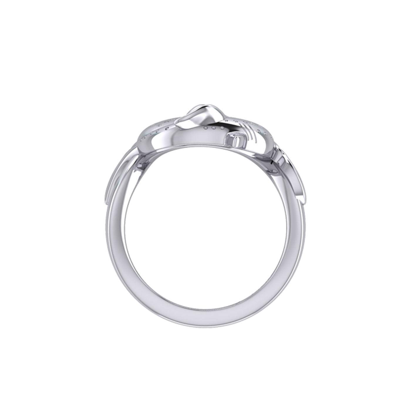 Marine Harmony Sterling Silver Whale Sharks Puzzle Ring by Peter Stone TRI2471