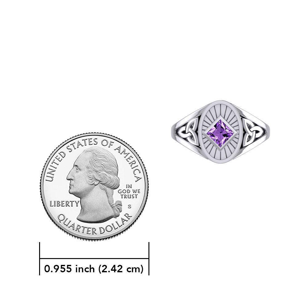 Silver Celtic Trinity Knot Ring with Gemstone NA Recovery Symbol TRI2493 - Wholesale Jewelry