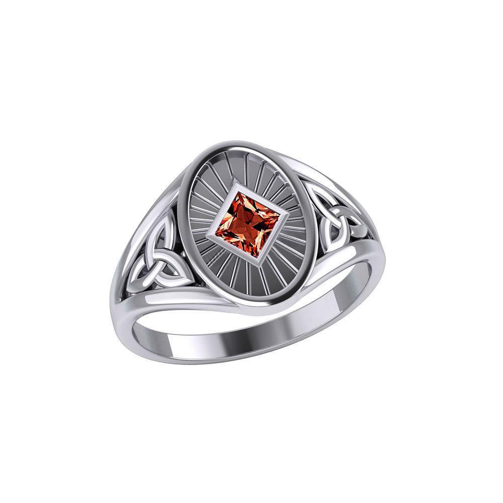 Silver Celtic Trinity Knot Ring with Gemstone NA Recovery Symbol TRI2493 - Wholesale Jewelry