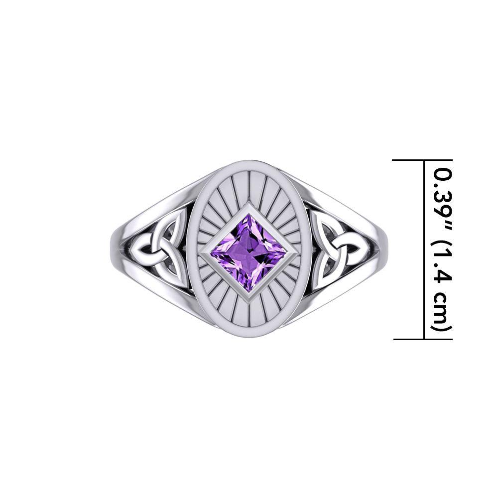 Silver Celtic Trinity Knot Ring with Gemstone NA Recovery Symbol TRI2493 - Wholesale Jewelry