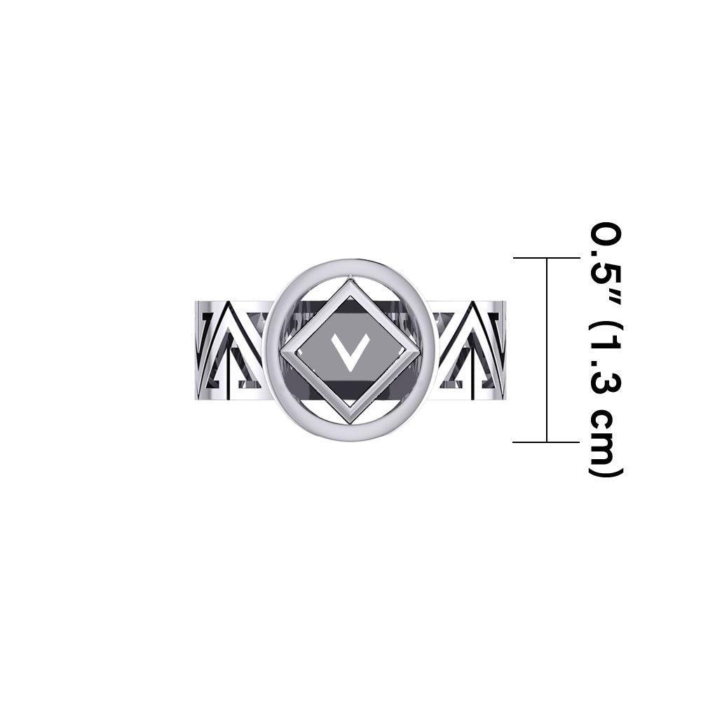 NA Recovery Silver Band Ring TRI2494 - Wholesale Jewelry