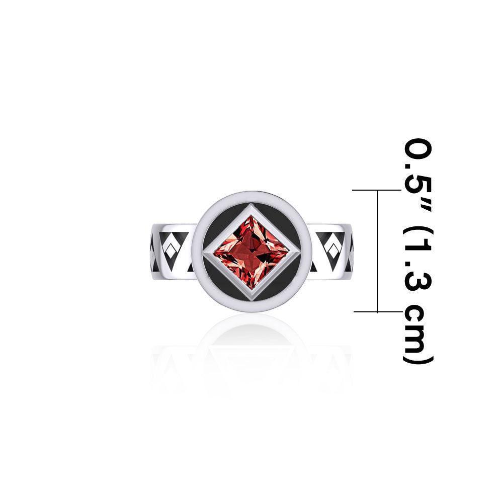 NA Recovery Silver Band Ring with Gemstone TRI2495 - Wholesale Jewelry