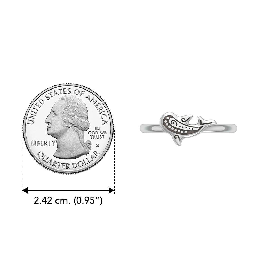 Aboriginal Whale Shark Small Silver Ring by DiveSilver TRI2516