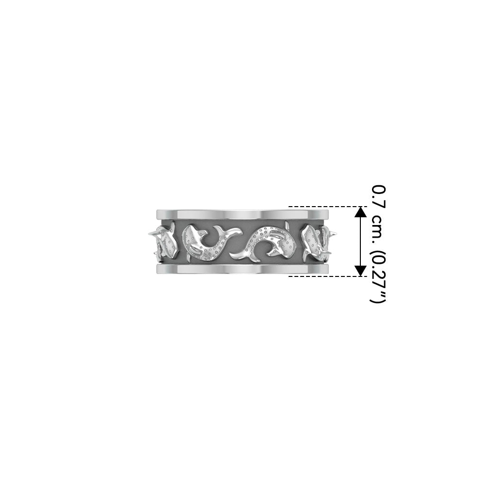 DiveSilver Whale Shark Enamel Sterling Silver Band Ring TRI2535