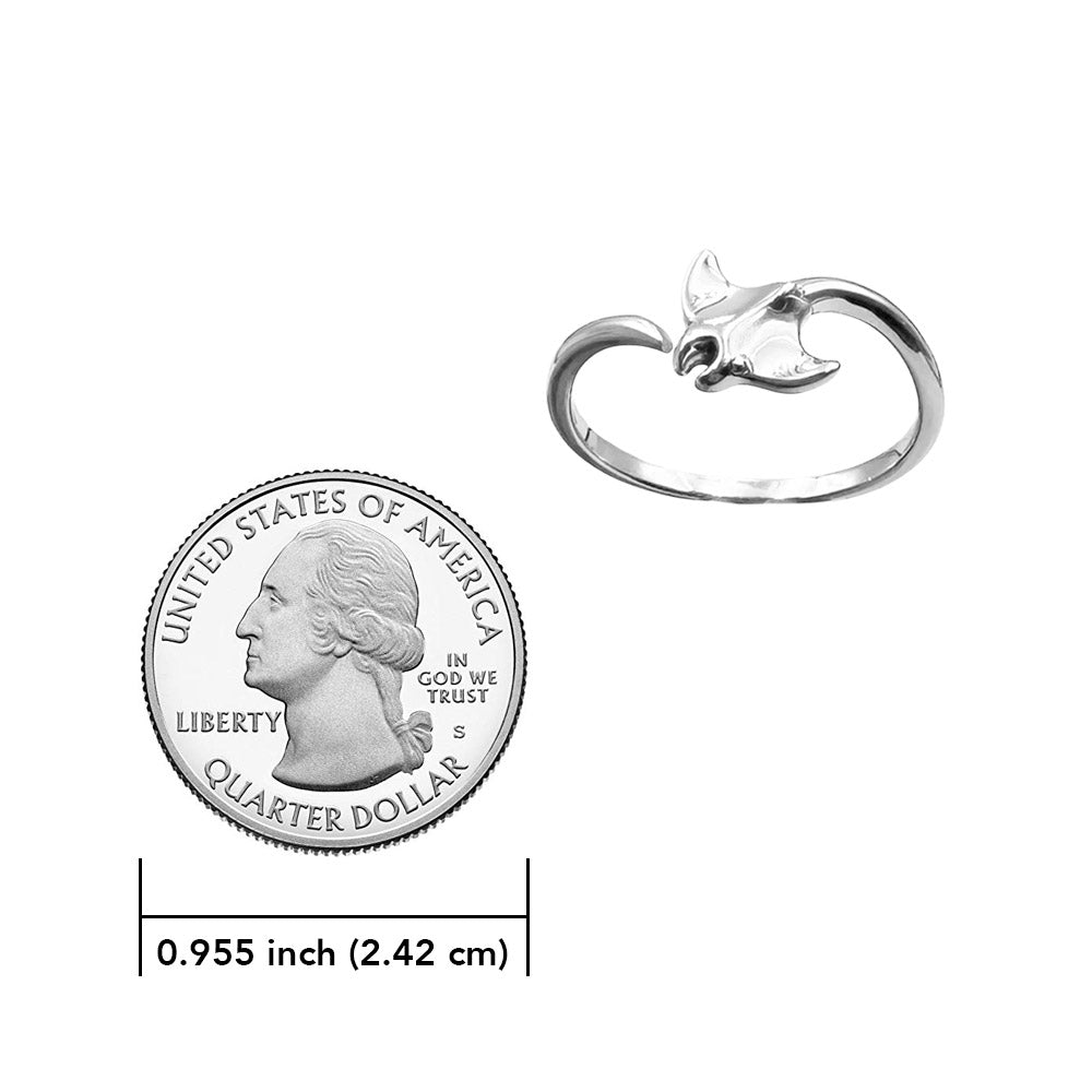 Manta Ray Sterling Silver Adjustable Ring by DiveSilver TRI2552