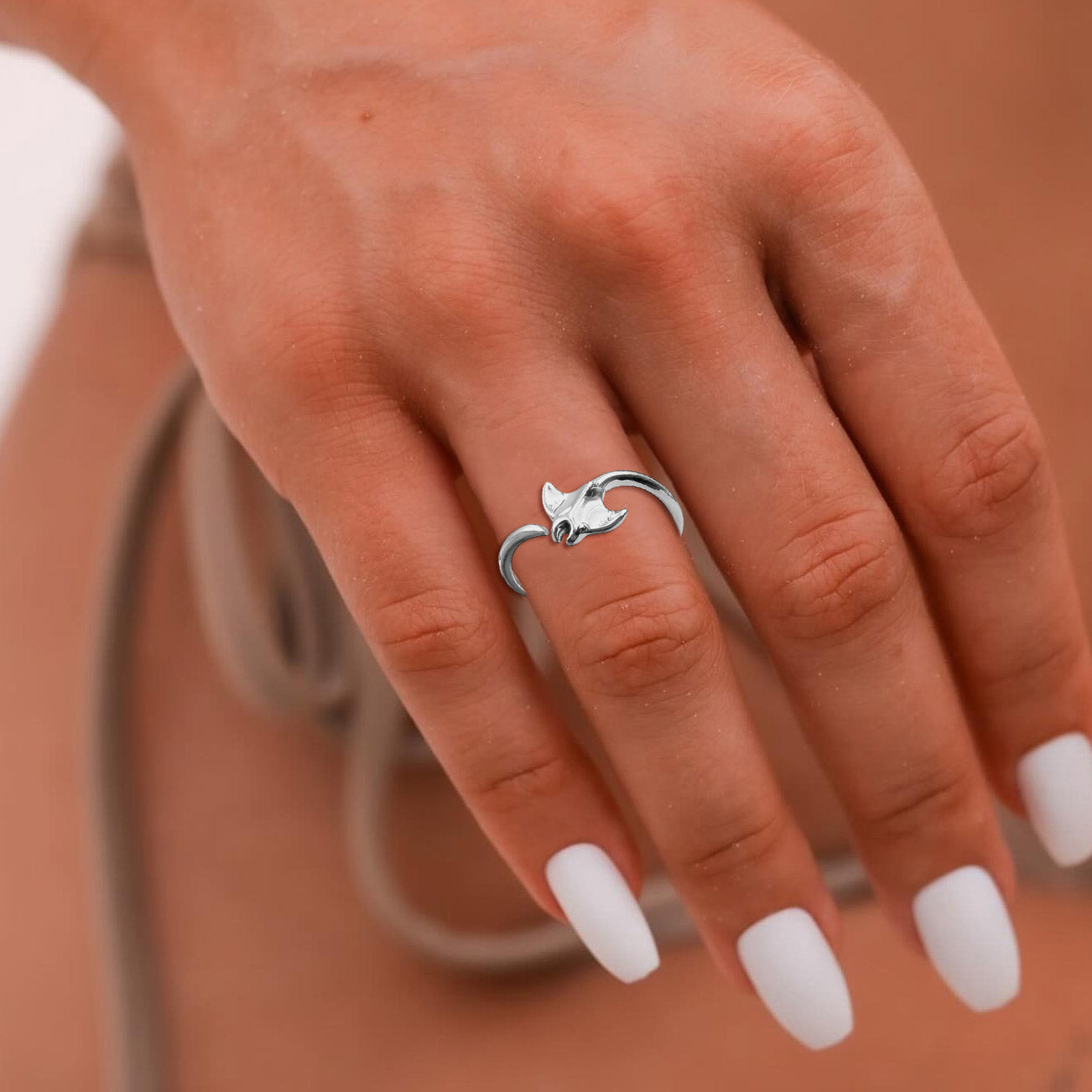 Manta Ray Sterling Silver Adjustable Ring by DiveSilver TRI2552