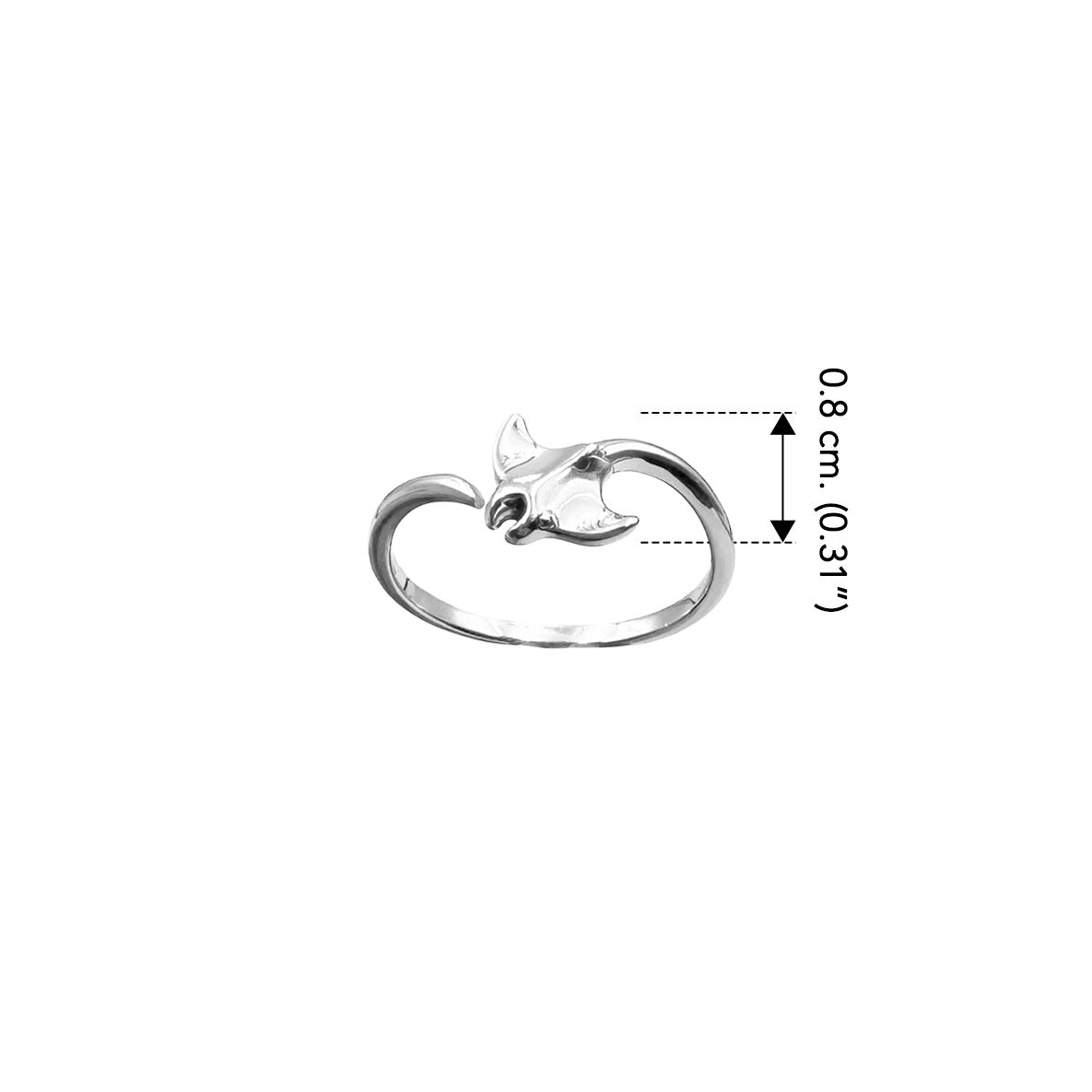 Manta Ray Sterling Silver Adjustable Ring by DiveSilver TRI2552