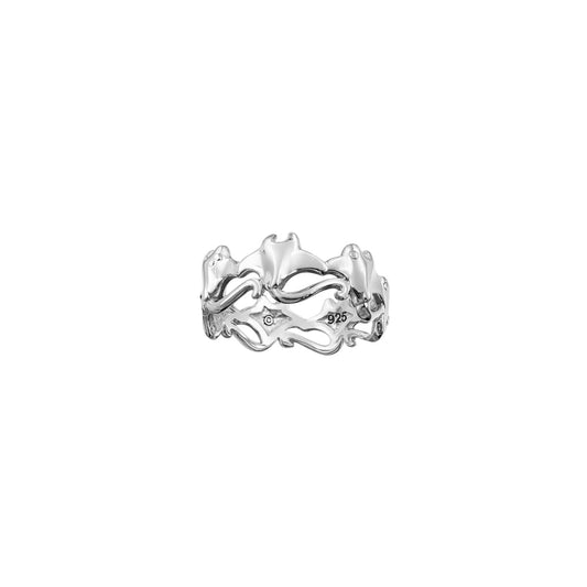 Dancing Manta Ray Sterling Silver band Ring TRI2557