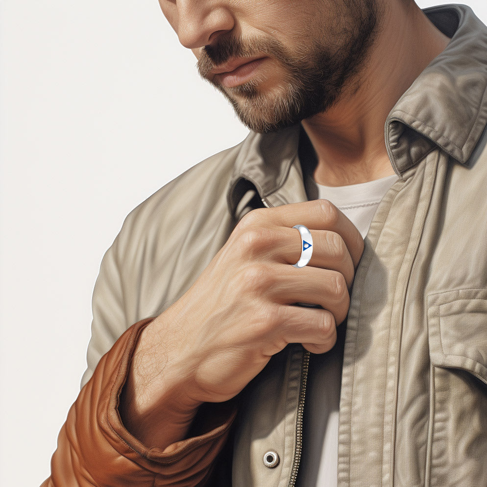 Al-Anon Sterling Silver Band Ring with Blue Enamel TRI2564