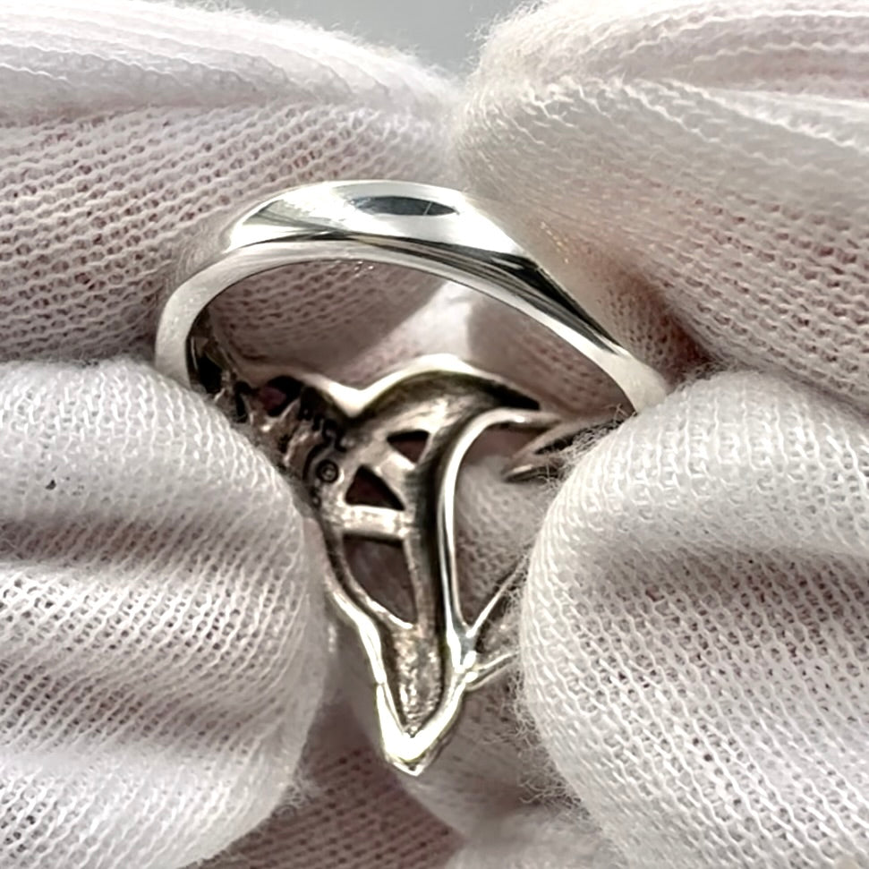 Love of The Mythical Celtic Heart Raven Sterling Silver Ring TRI2565