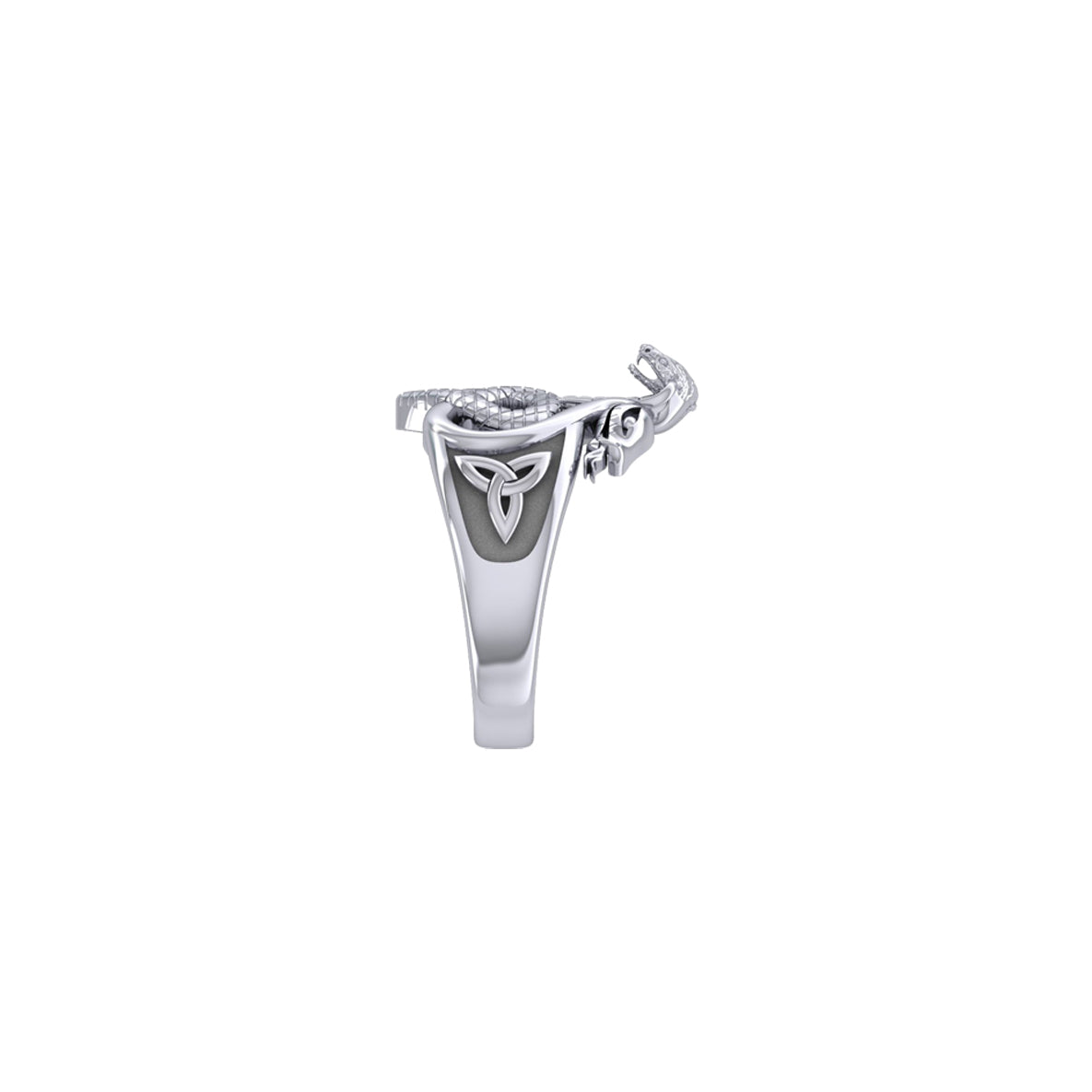 Triple Snake with Celtic Heart Sterling Silver Ring TRI2567