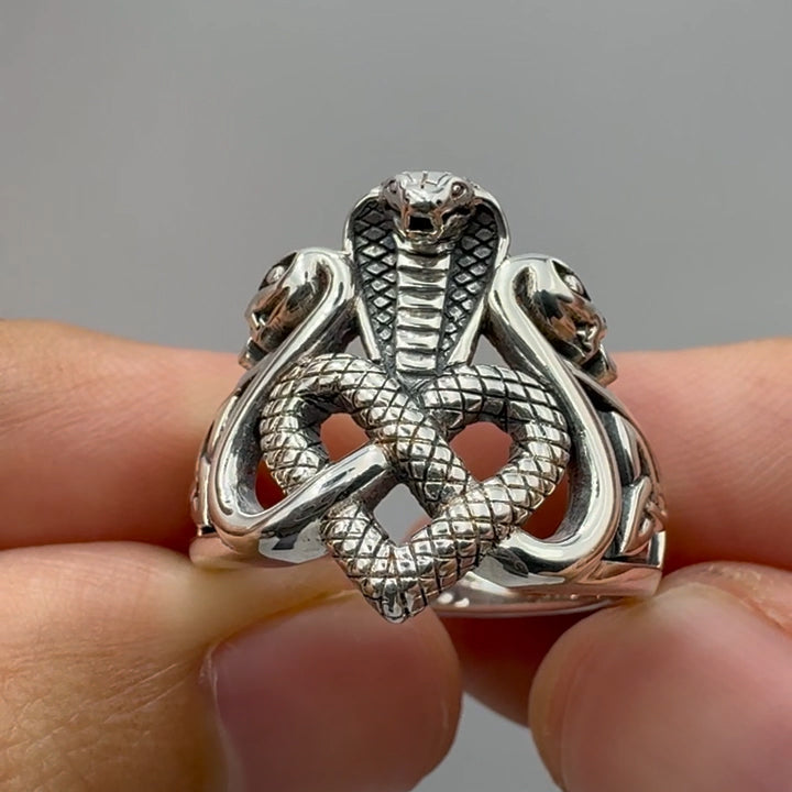 Triple Snake with Celtic Heart Sterling Silver Ring TRI2567