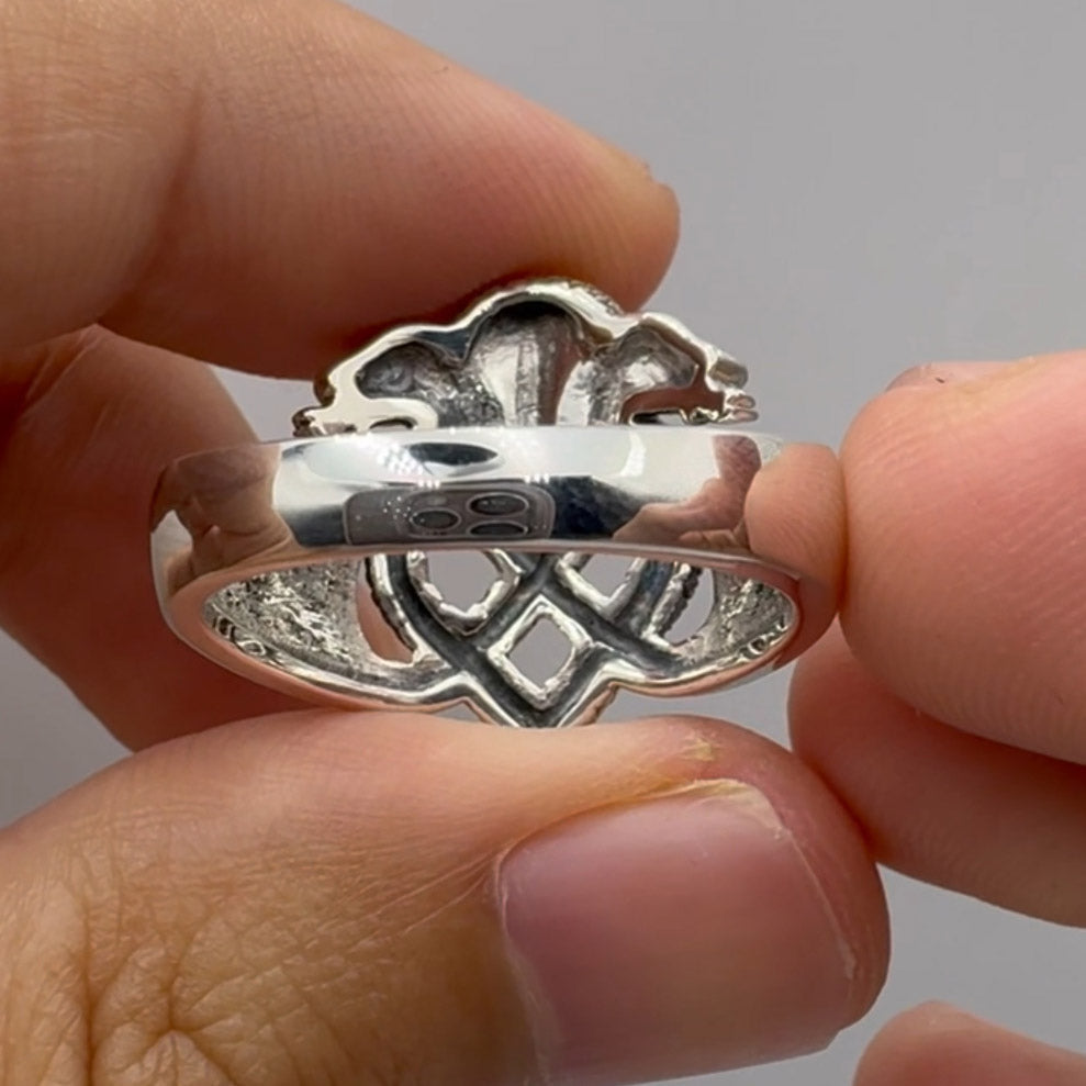 Triple Snake with Celtic Heart Sterling Silver Ring TRI2567