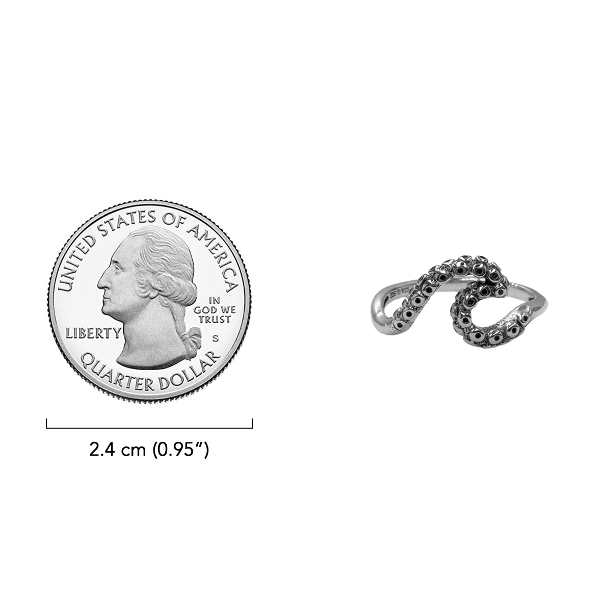 Wave with Octopus Tentacles Sterling Silver Ring TRI2575