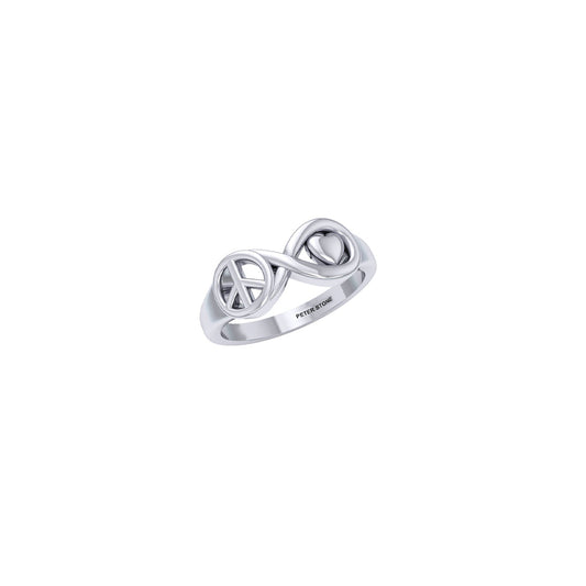 Peace Infinity Heart Sterling Silver Ring TRI2580