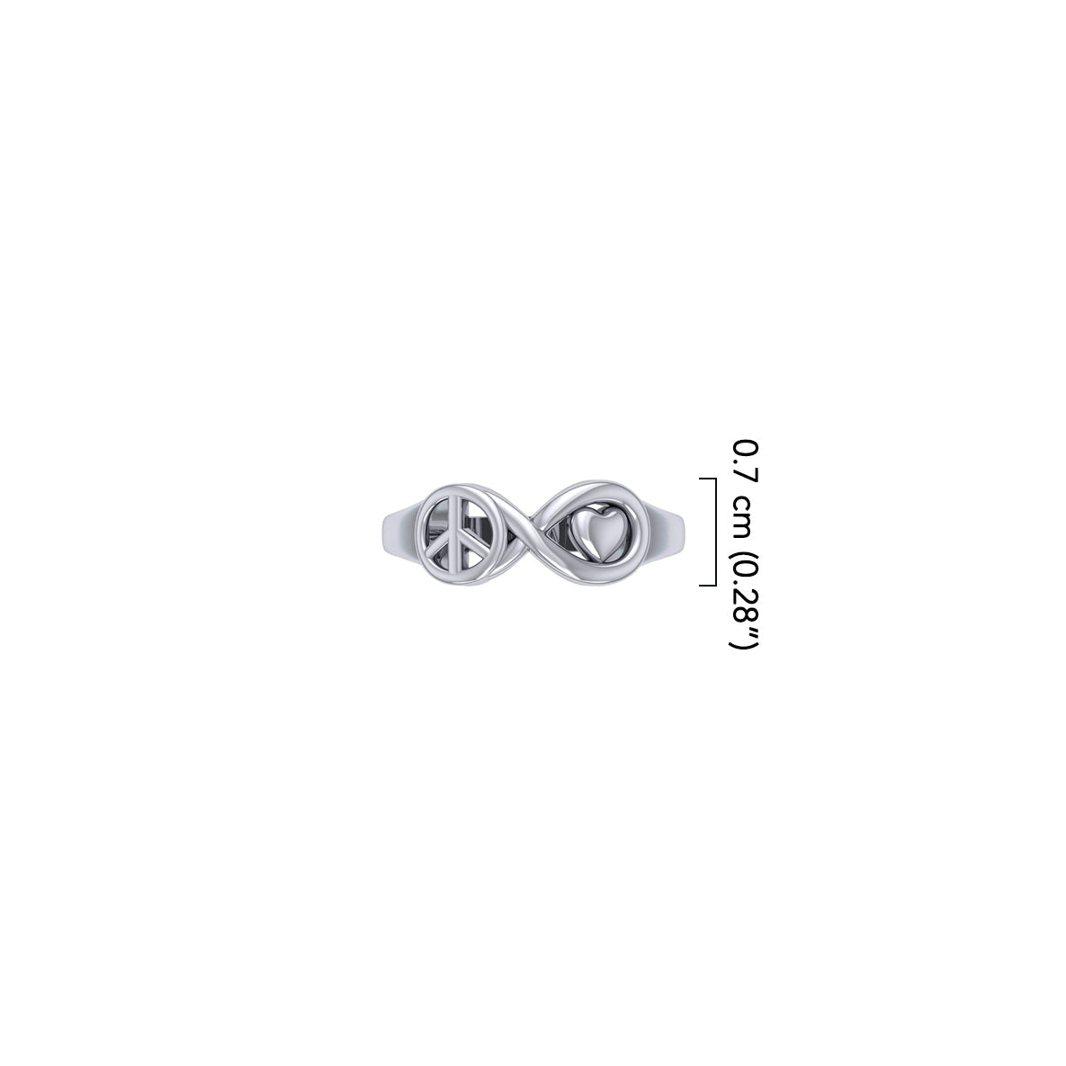 Peace Infinity Heart Sterling Silver Ring TRI2580