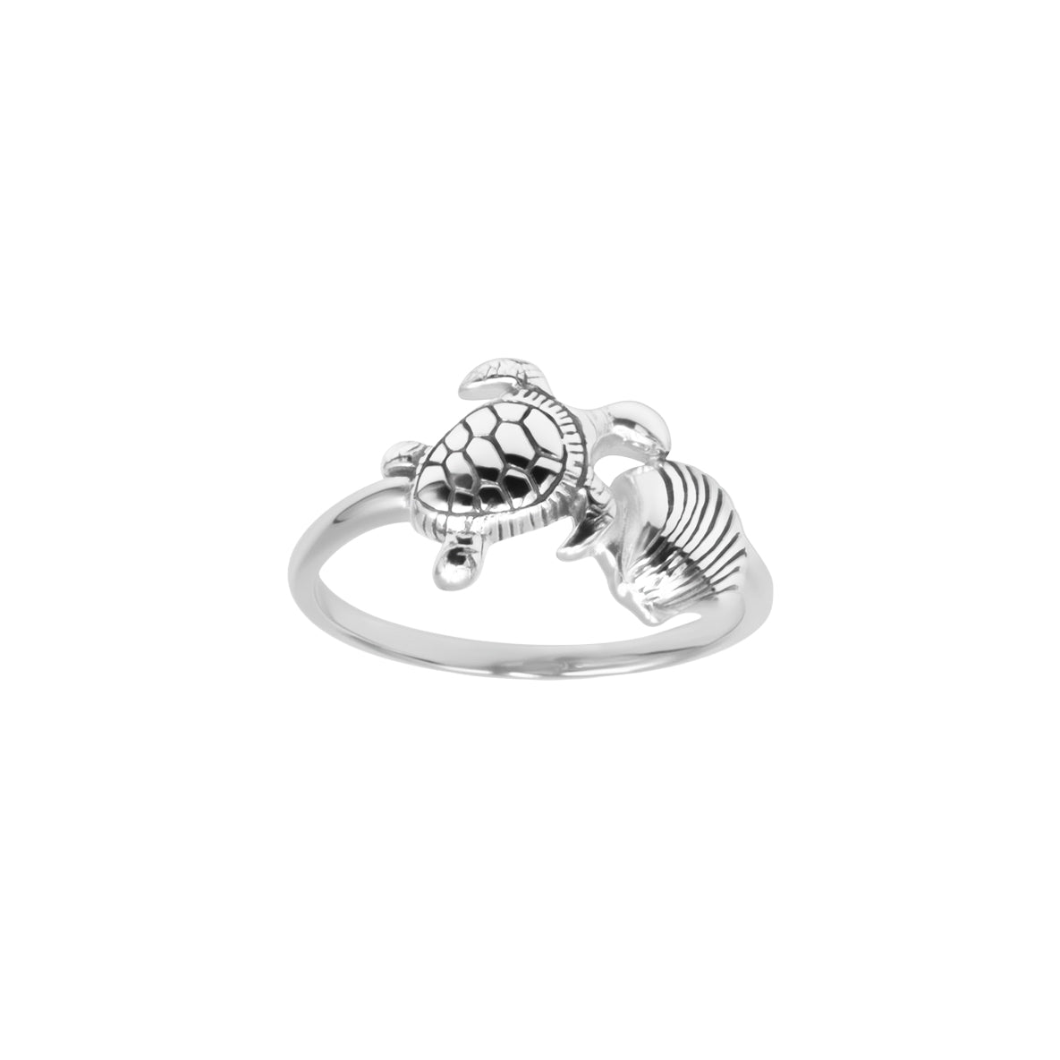 Turtle and Shell Sterling Silver Ring TRI2587*