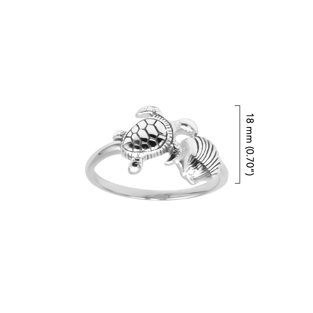 Turtle and Shell Sterling Silver Ring TRI2587*