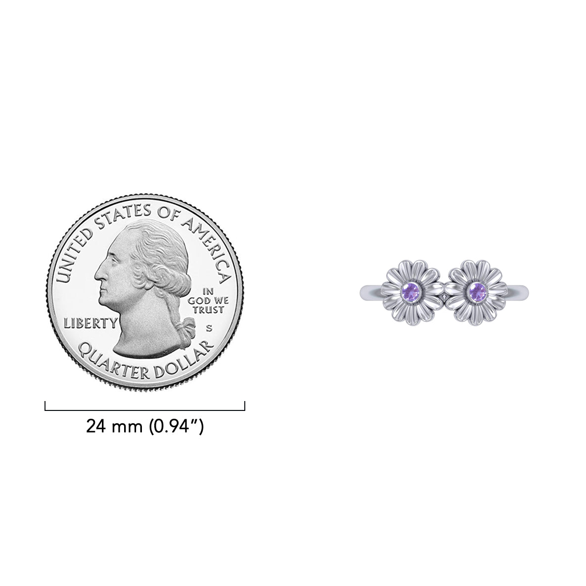 Daisy Sterling Silver Ring with Gemstones TRI2589