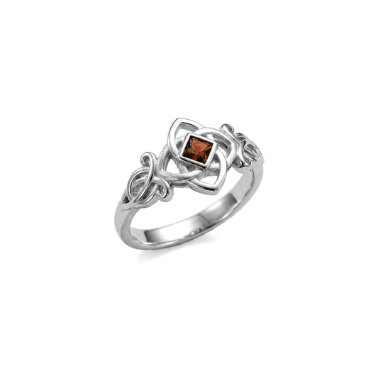 Celtic Flower with Gemstone Sterling Silver Ring TRI2597