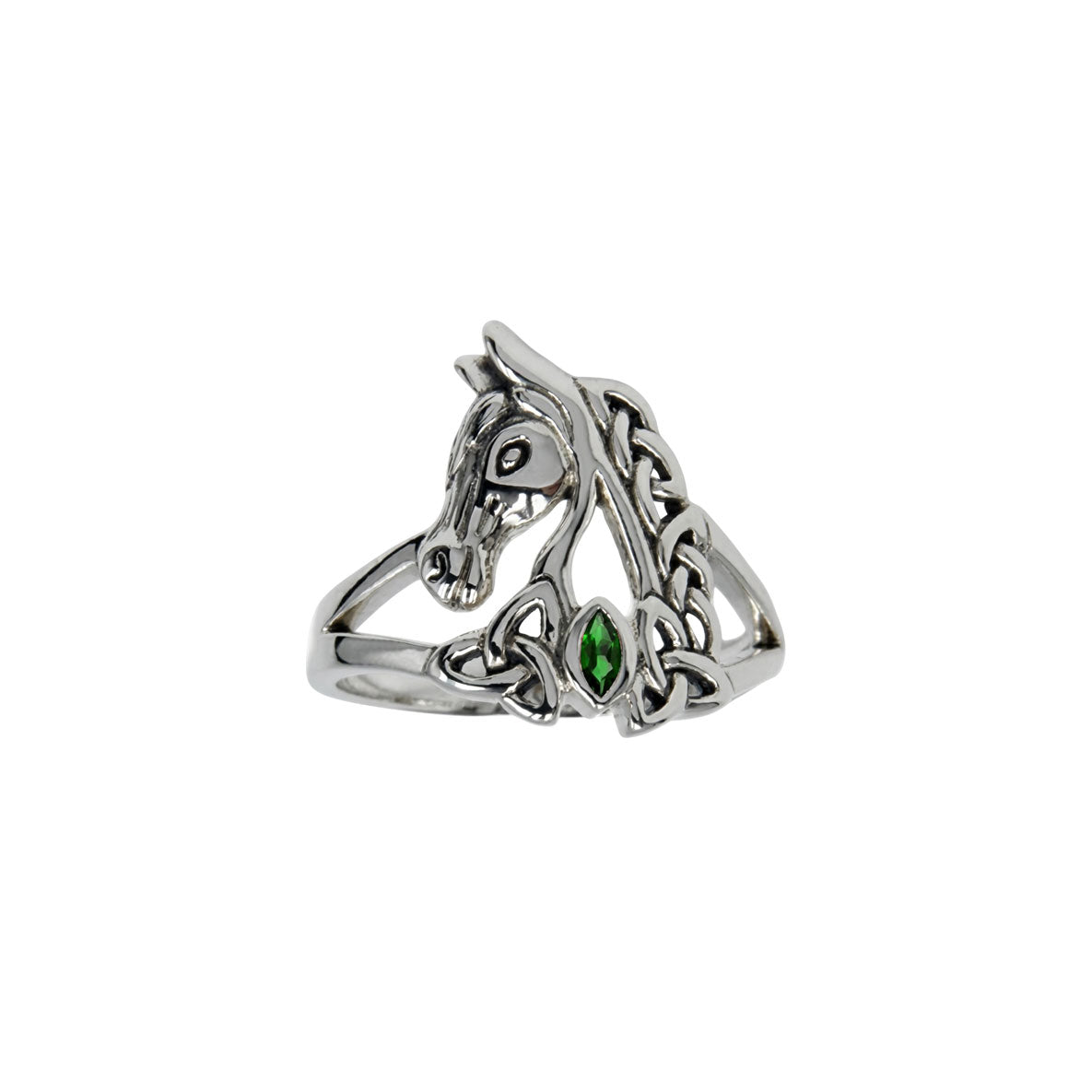 Celtic Horse with Marquise Gemtone Sterling Silver Ring TRI2598