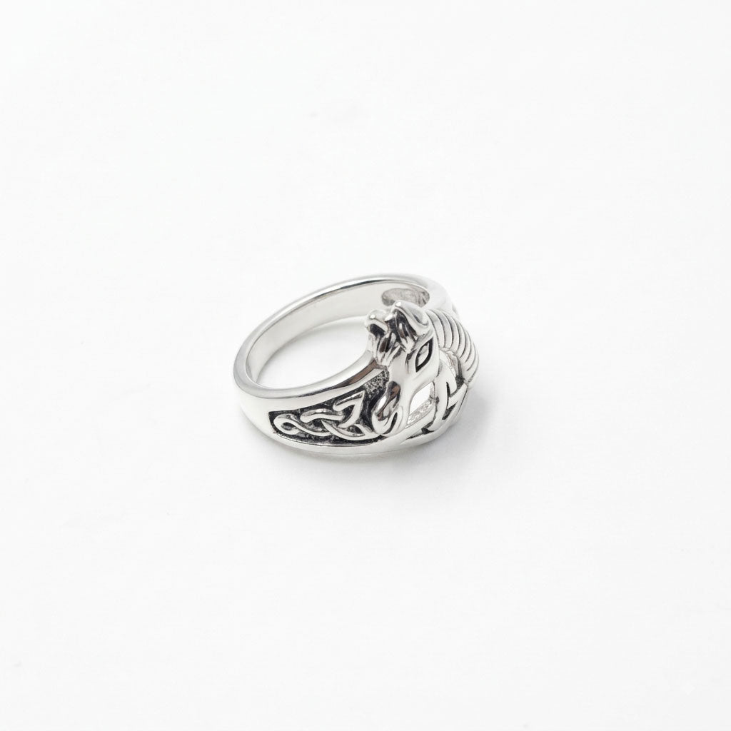 Horse with Celtic Knot Sterling Silver Ring TRI2599