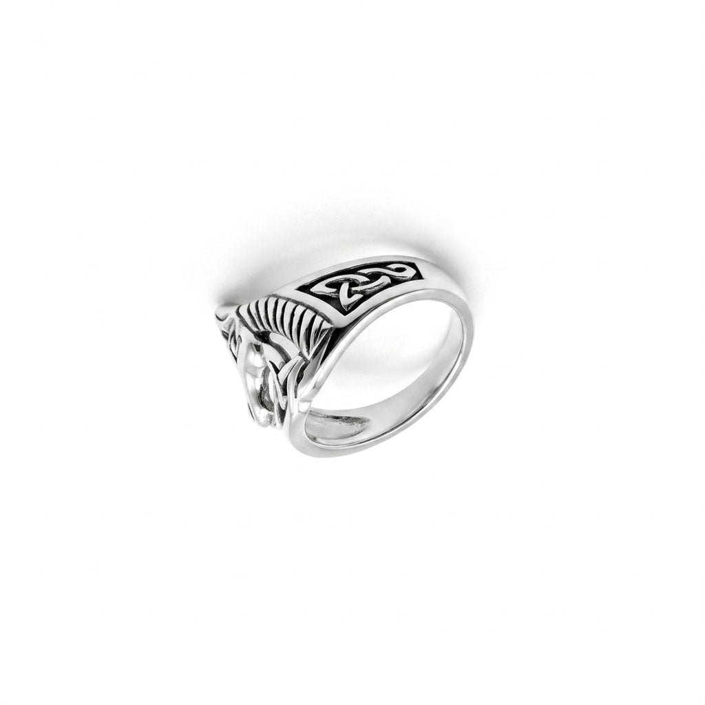 Horse with Celtic Knot Sterling Silver Ring TRI2599