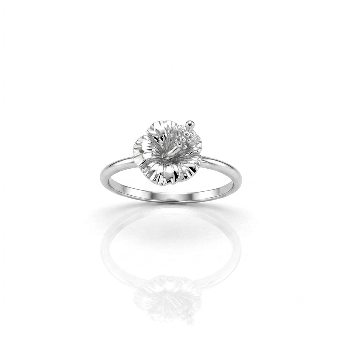 Hibiscus Flower Sterling Silver Ring TRI2608