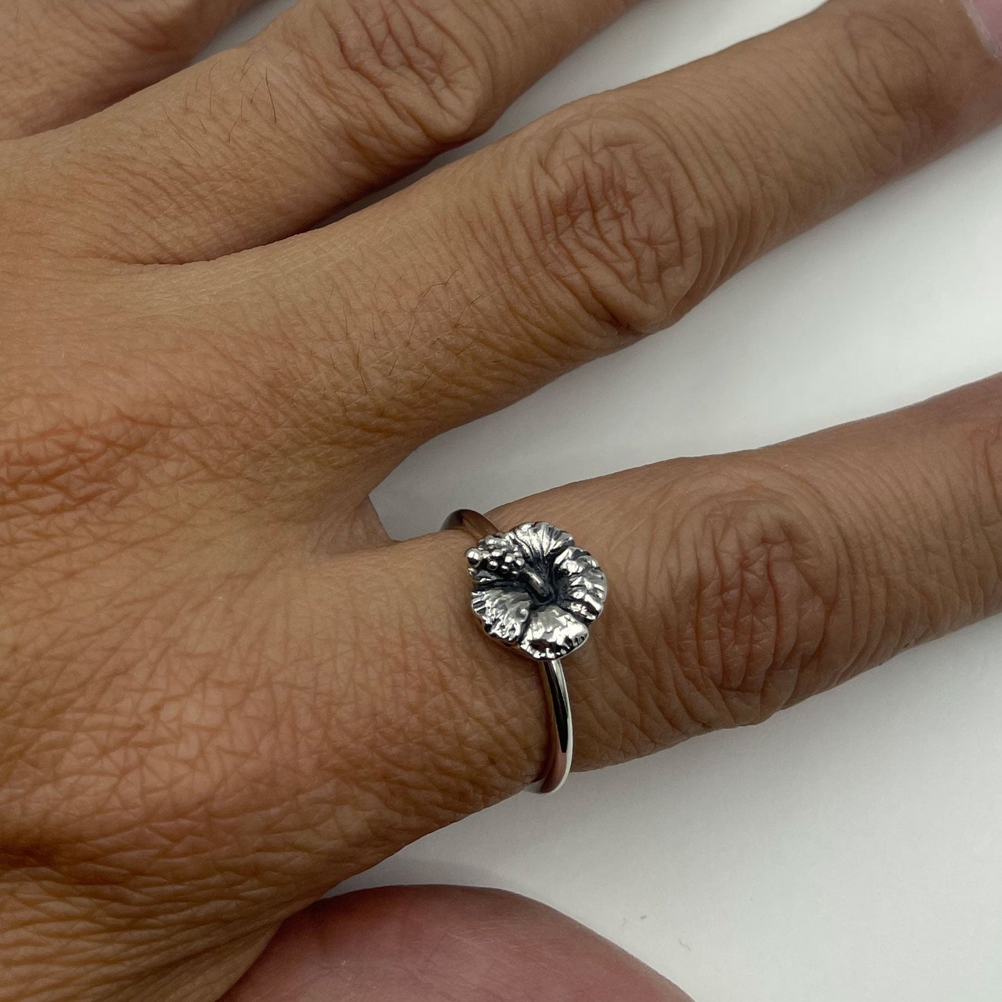 Hibiscus Flower Sterling Silver Ring TRI2608