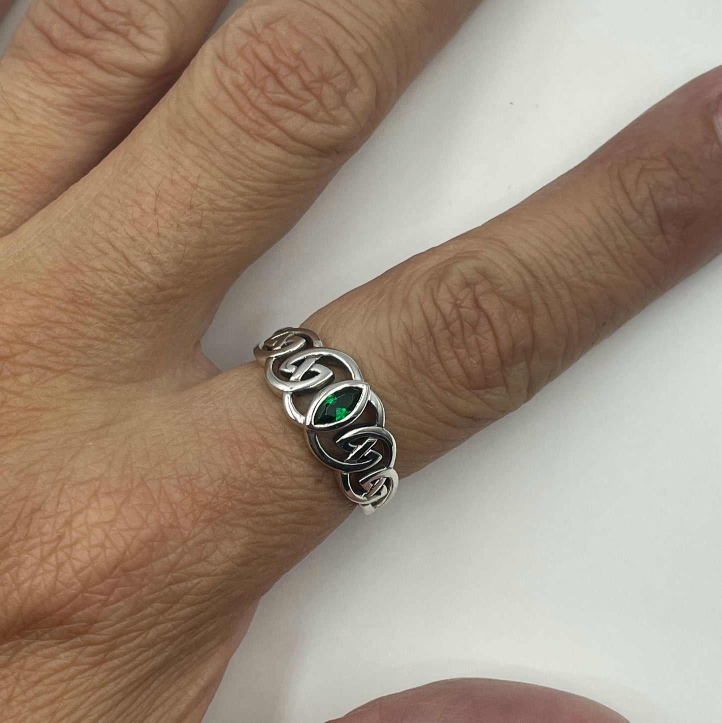 Celtic Ring With Marquise Gemstone Sterling Silver Ring TRI2615