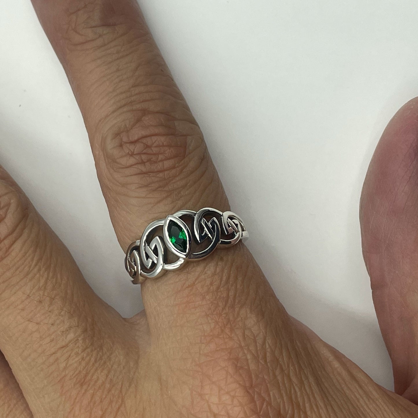 Celtic Ring With Marquise Gemstone Sterling Silver Ring TRI2615
