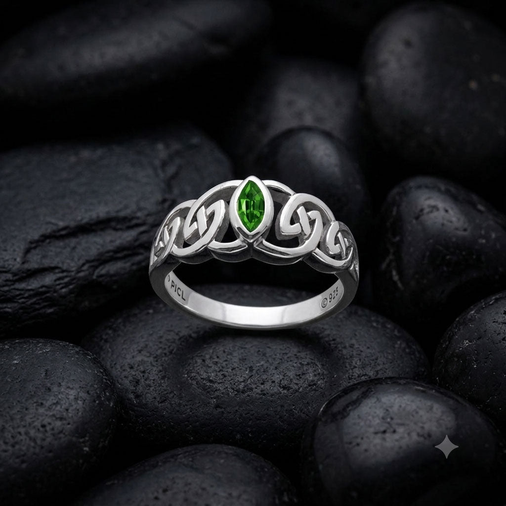Celtic Ring With Marquise Gemstone Sterling Silver Ring TRI2615