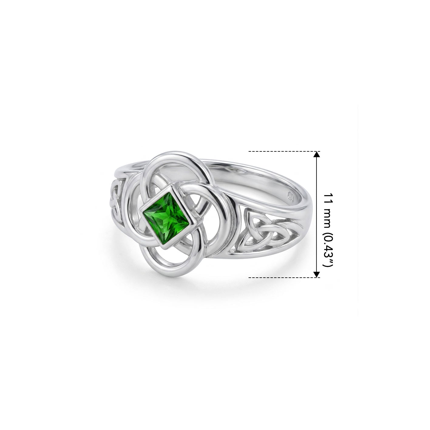 Celtic Flower with Square Gemstone Sterling Silver Ring TRI2623