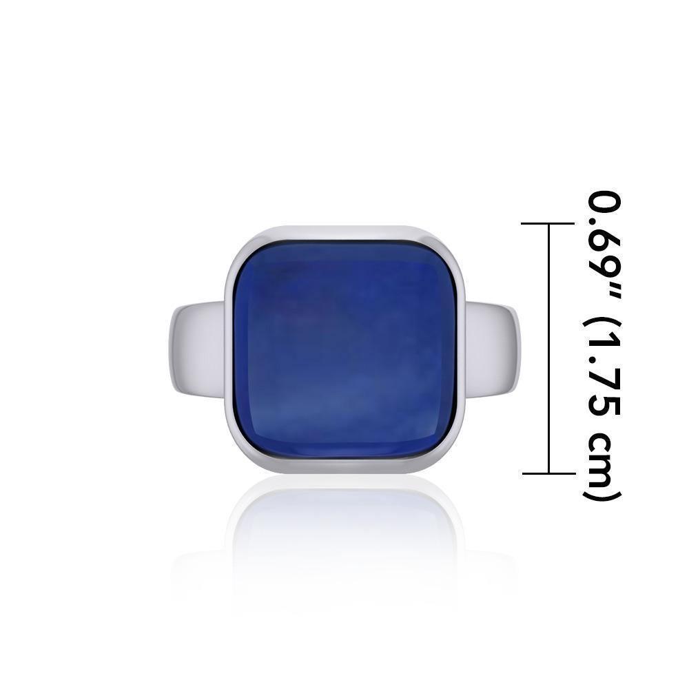 Modern Square Inlaid Silver Ring TRI530
