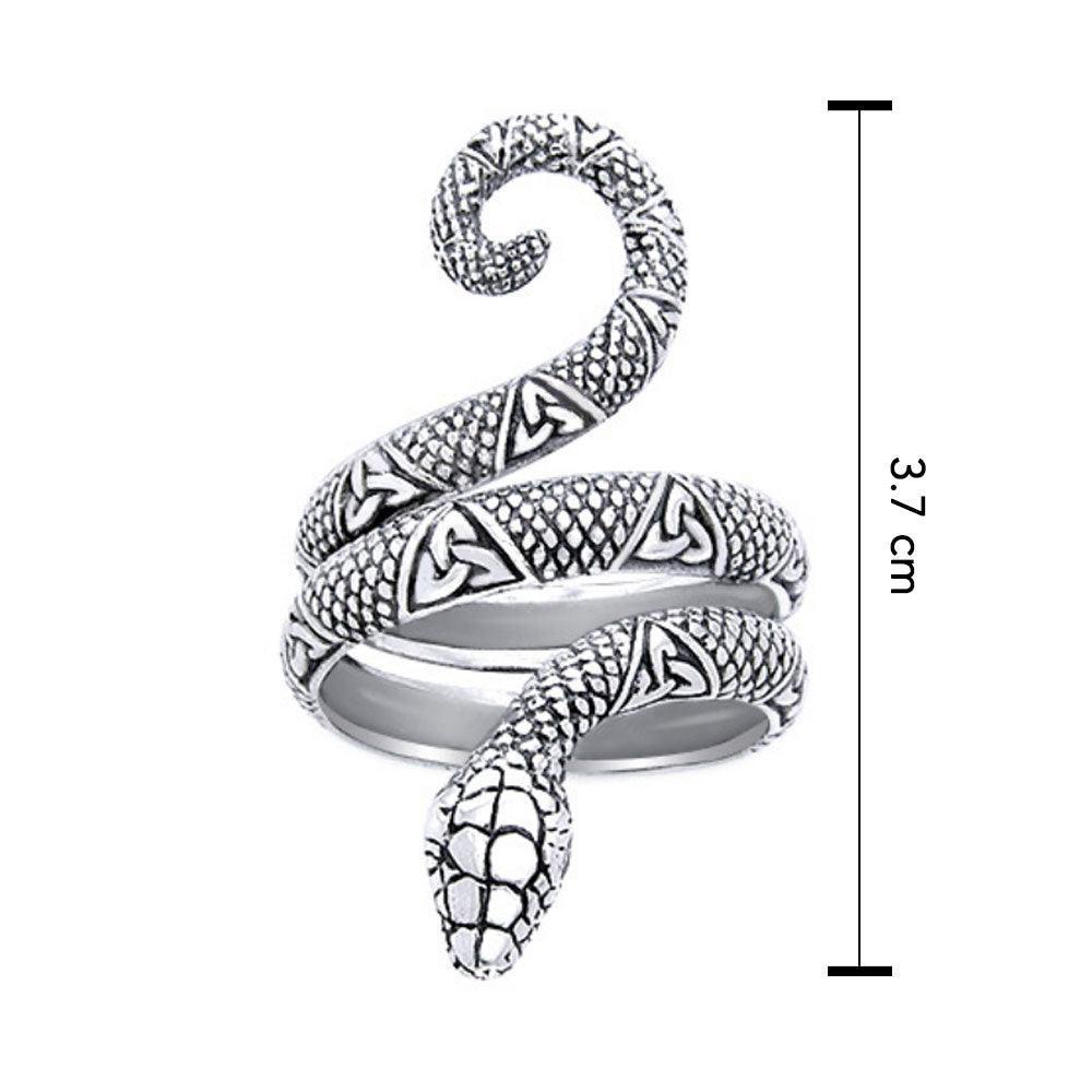 Celtic Trinity Knotwork Snake Sterling Silver Ring TRI563