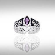 Silver Mammen Weave Ring with Gem TRI567