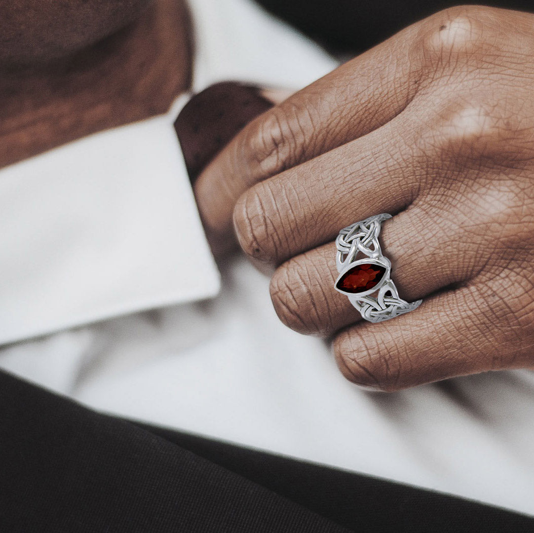 Borre Sterling Silver Ring with Marquise Gemstone by Courtney Davis TRI574