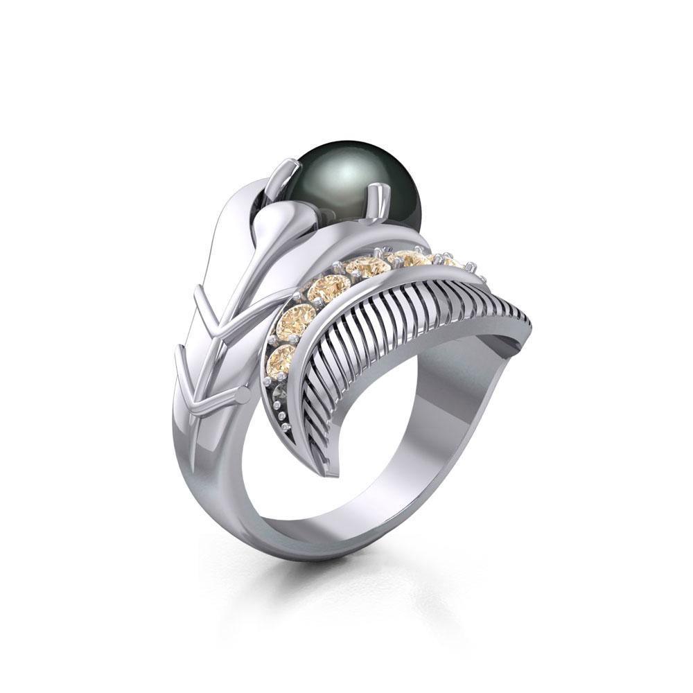 Graceful and free ~ Dali-inspired fine Sterling Silver Ring with Citrine gemstones TRI580