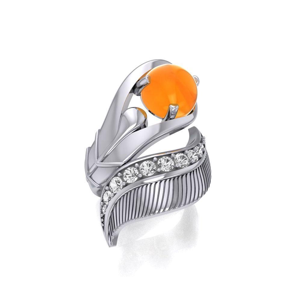 Graceful and free ~ Dali-inspired fine Sterling Silver Ring with Citrine gemstones TRI580