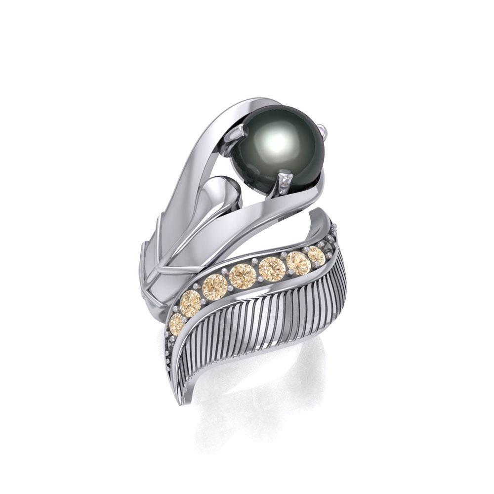 Graceful and free ~ Dali-inspired fine Sterling Silver Ring with Citrine gemstones TRI580