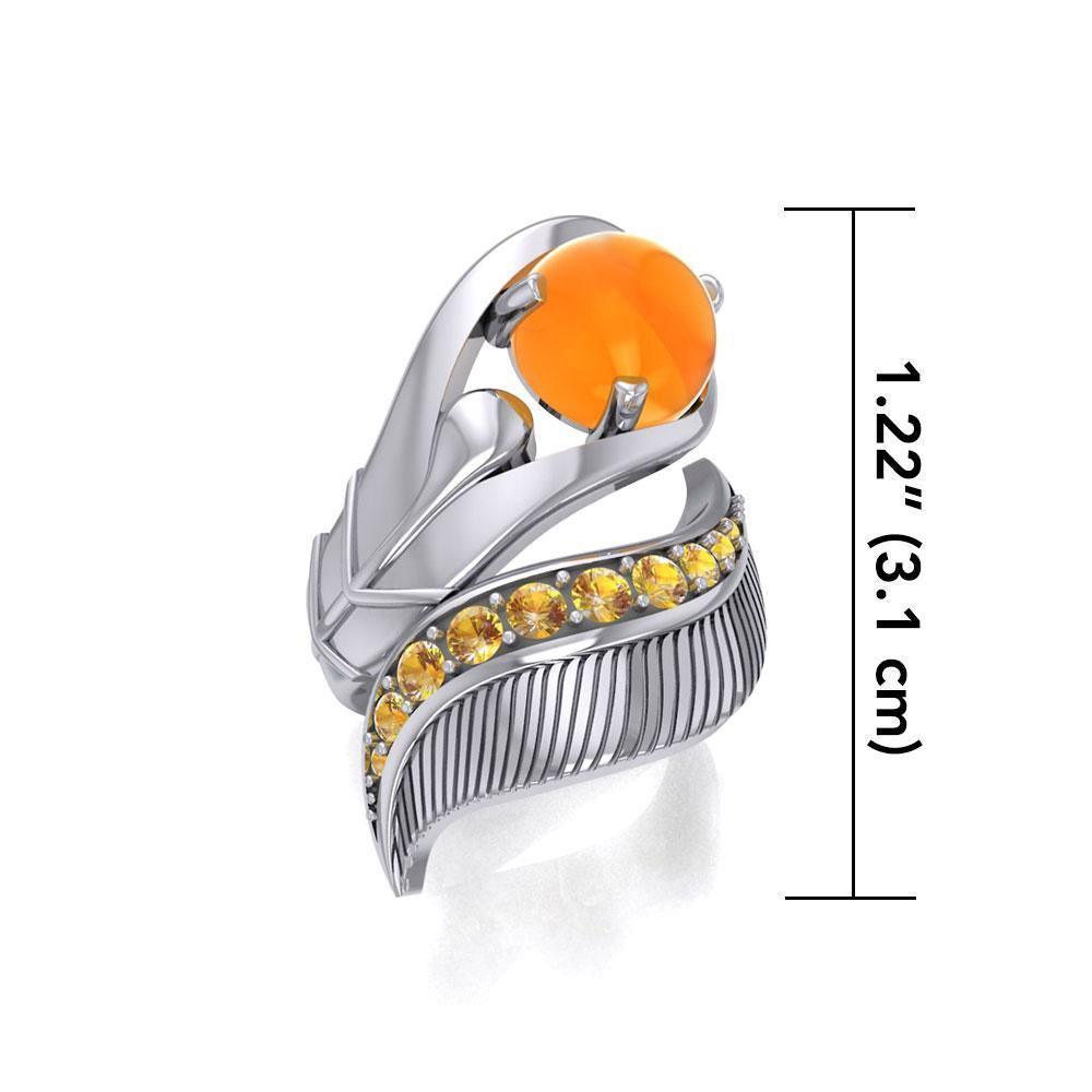 Graceful and free ~ Dali-inspired fine Sterling Silver Ring with Citrine gemstones TRI580