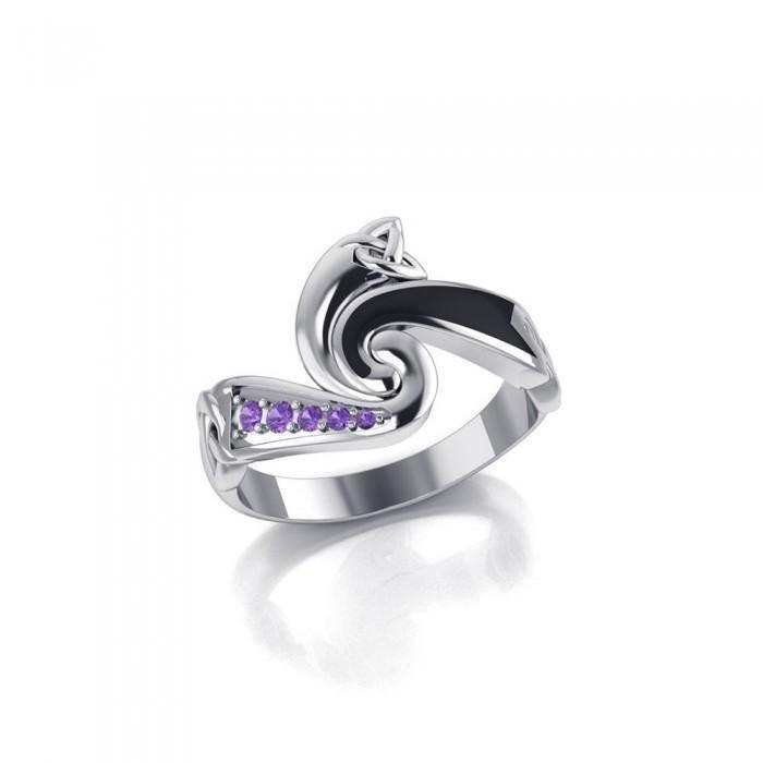 A Celtic tradition to behold ~ Sterling Silver Celtic Triquetra Ring with Gemstones TRI636