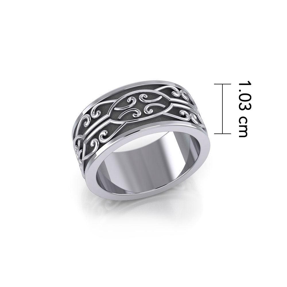 Celebrate the many journeys in the spiral of life ~ Modern Celtic Knotwork Spiral Sterling Silver Ring TRI670
