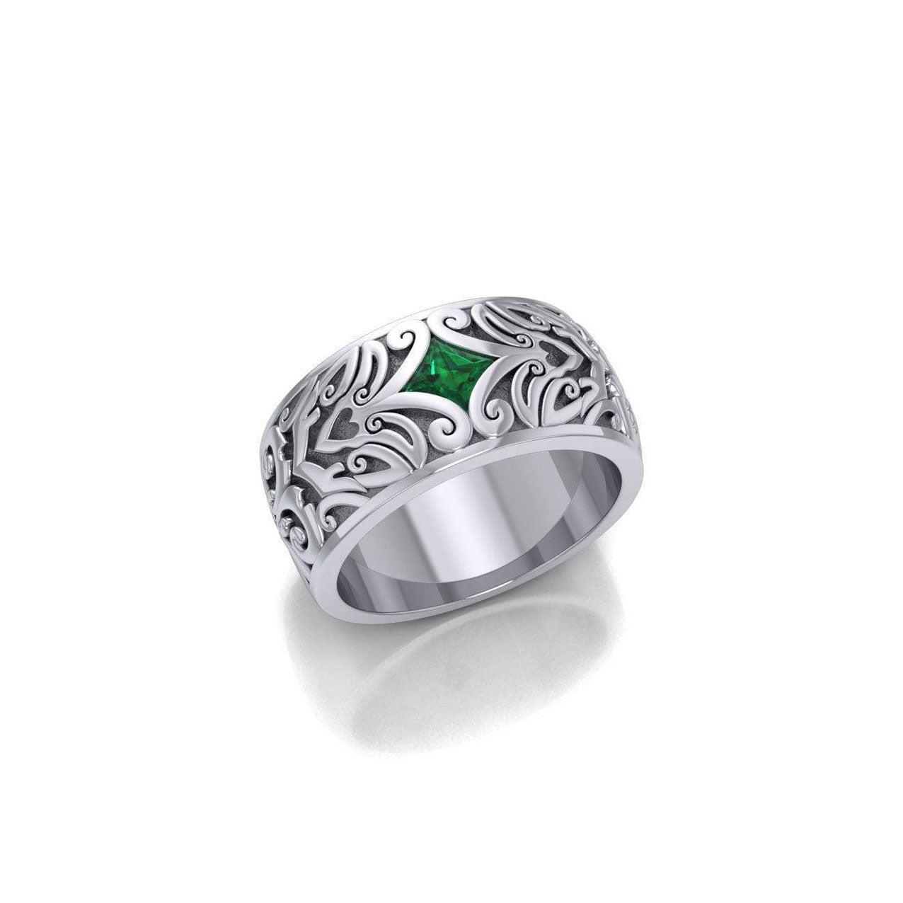 Happiness in eternal solitude ~ Modern Celtic Knotwork Sterling Silver Ring with Gemstone TRI671