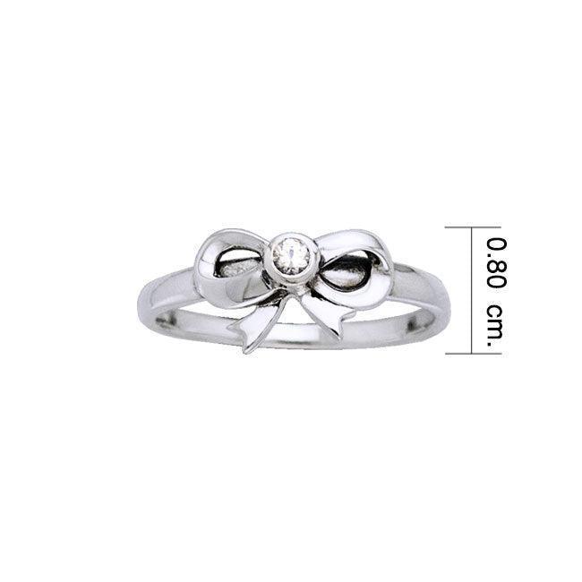 Ribbon Silver Ring with Gemstone TRI792