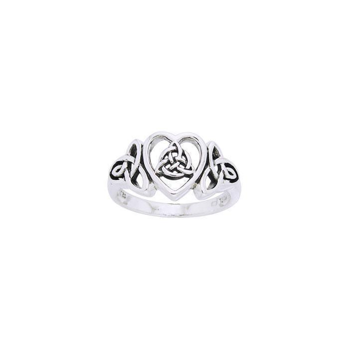The purity of an endless heart ~ Celtic Knotwork Trinity Heart Sterling Silver Ring TRI873